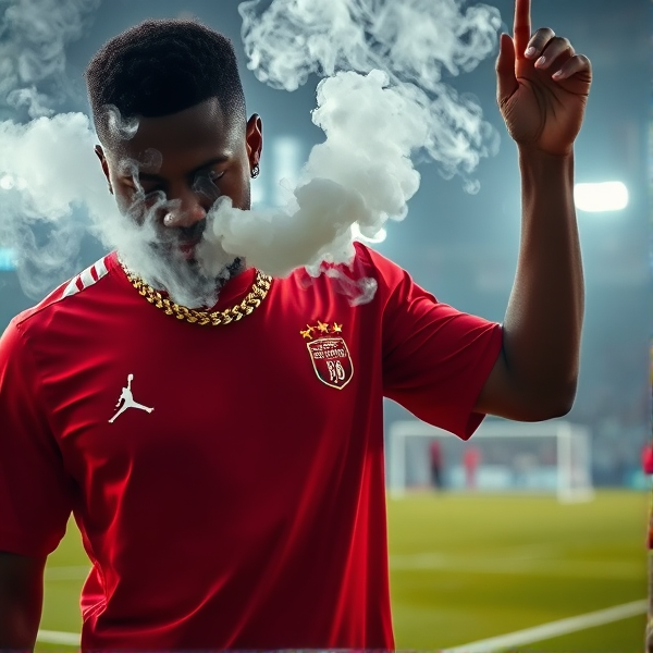 Memphis Depay soccer gold chain smoke air jordan street world cup