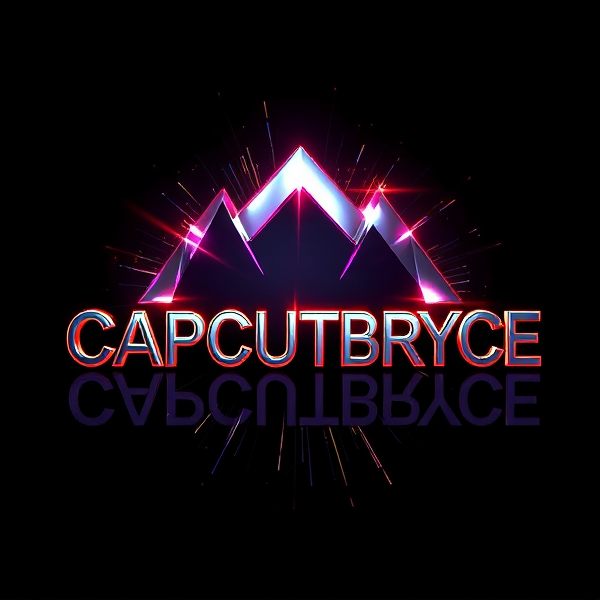 Create a visually arresting 3D logo for "CAPCUTBRYCE" that exudes ultra-modern, sleek design elements with bold sans-serif typography which dynamically bursts forth from a pitch-black background. Infuse the artwork with electrifying light beams inspired by the Capcut app icon's luminosity, casting profound shadows and creating striking highlights across the logo's contours. Incorporate a fusion of cutting-edge curves, crisp edges, and fluid lines to convey both rapidity and elegance. The logo should be enveloped in a metallic skin exhibiting a lustrous, mirror-like finish to dramatically bounce off light, imbuing it with an essence of vigorous motion. Draw upon Pixar's hallmark of incisive imagery and pronounced geometric shapes, injecting the tableau with a lively color spectrum and polished surfaces for additional depth. Utilize rendering techniques paralleling Unreal Engine's hyper-realism and Octane Renderer's ray tracing capabilities to achieve mesmerizing reflections, alongside V-Ray's sophisticated lighting effects to accentuate the mood. Strive for an overwhelmingly surreal visual spectacle that flirts with sci-fi elements, deliberately exaggerating every aspect for maximal impact. This creation ought to be perceived as audaciously lavish, overtly eschewing any inclination towards subtlety or minimalism.