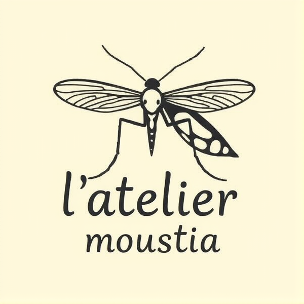 crée moi un logo de "l'atelier du moustique", avec comme symbole un moustique, qui est un blog de fait maison et d'autonomie alimentaire, juste en dessin.
le dernier logo est super mais ecrit ATELIER comme il faut!