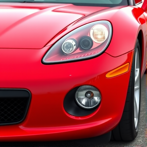 side view of a 2006 red pontiac solstice with a corvette grill and headlights