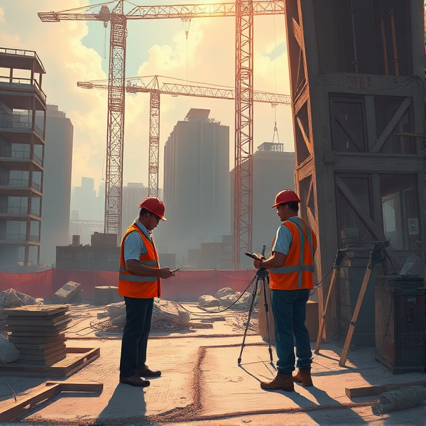 Asbestos assessor on construction site