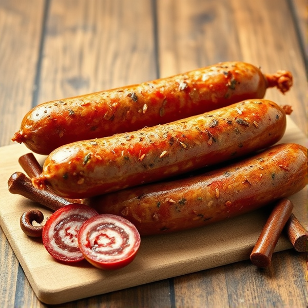 image de saucisson sec avec les mots secs symboles