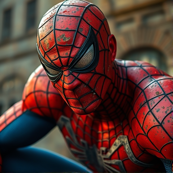 show me an old retired and beat up version of spiderman