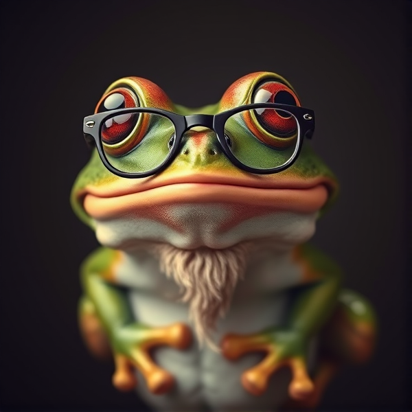 Burping Frog with glasses and beard
