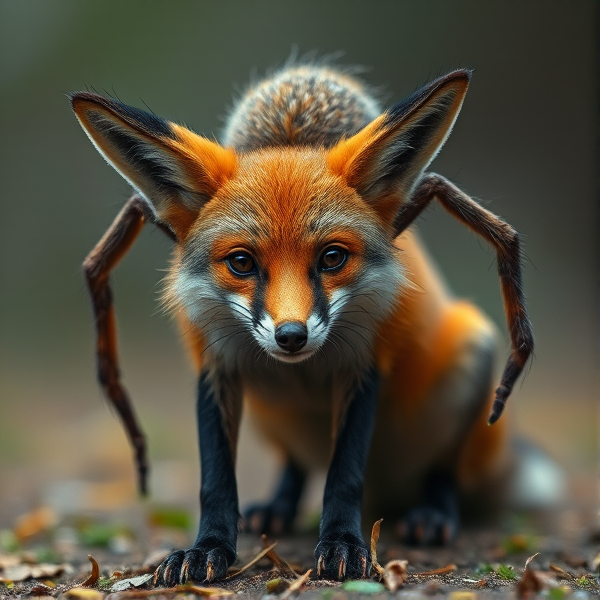 a fox body with a spider head