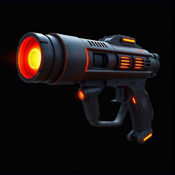 **Appearance:**

- **Design:** The Blaze Cannon resembles a futuristic, high-powered grenade launcher with a robust, industrial look. It features a large, cylindrical barrel with reinforced metal plating to handle the intense heat of the fireballs.
- **Finish:** Dark, scorched metal with glowing orange and red accents along the barrel and sides, suggesting the fiery nature of its projectiles. The finish may have a slightly charred texture for added visual impact.
- **Barrel:** The barrel is oversized and features vents or cooling fins to dissipate the heat generated by the fireballs. It could have a prominent, fiery glow at the tip, especially when charging up a shot.
- **Grip:** The grip is ergonomically designed, with reinforced padding and a rugged texture for secure handling. It may include tactical elements like a digital display or heat gauges.
- **Details:** The weapon includes glowing energy conduits or runes along its length, pulsing with a fiery light when the weapon is active or charging. The base of the barrel might have a heat shield or additional flame-resistant plating to emphasize its role in launching intense fire projectiles.

The Blaze Cannon’s design emphasizes its powerful, incendiary capabilities while providing a visually striking and thematic appearance that fits well with the Pyro’s role in the game.