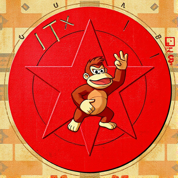 Red KGB symbol with Donkey Kong