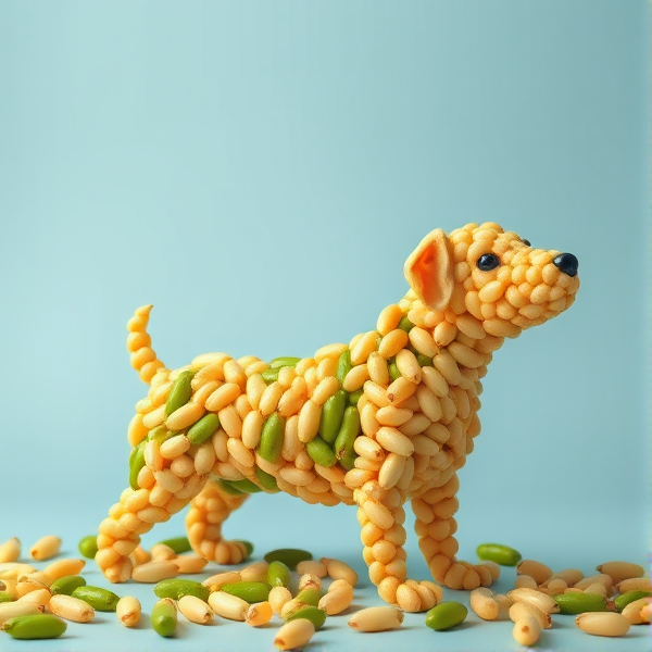 A dog made of beans