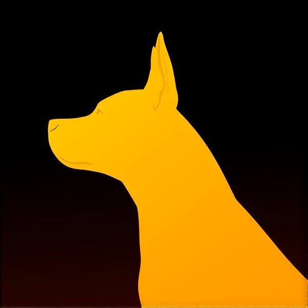 A simple silhouette of a yellow dog