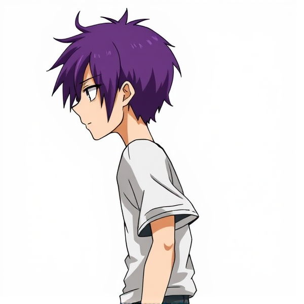 My hero academia oc. Purple hair. Full body ref side view