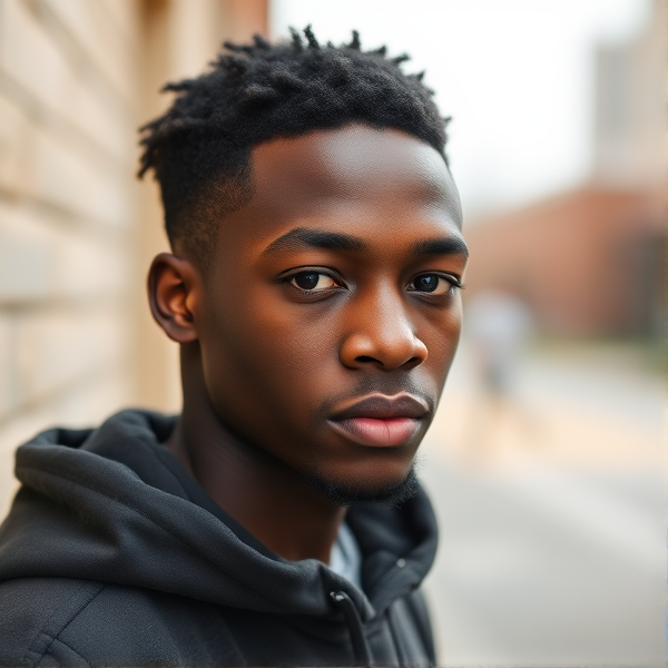 Make a black boy called Alex Thompson who is 18