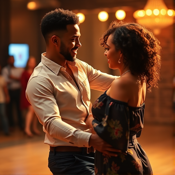 A young black man dancing with young black woman