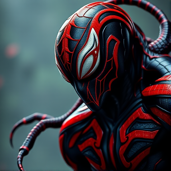Créer une image d'un symbiote en noir et rouge