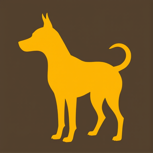 A simplistic silhouette of a yellow dog