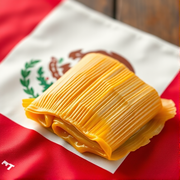 Tamale on a Mexican flag