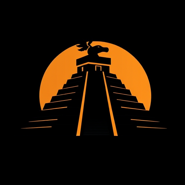crée moi un logo avec une silhouette de chine du perou noire, devant une pyramide inca stylisée