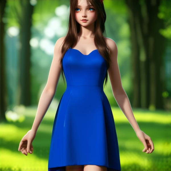 fille belle portant une robe blue