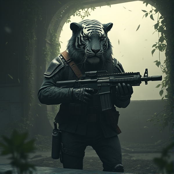 Paper tiger solider with gun