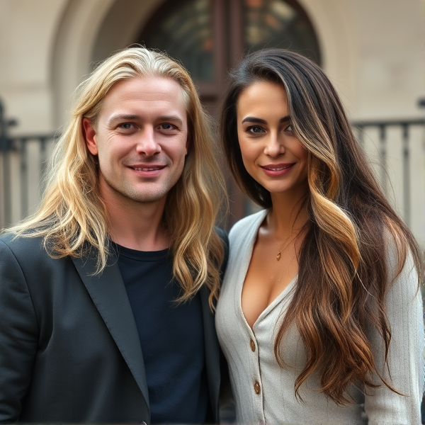 Long blonde haired Swedish guy and Italian brunette woman