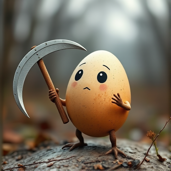 Cute egg armed with a scythe