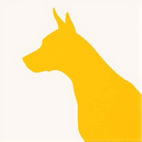 A simple silhouette of a yellow dog