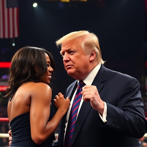 Donald trump fighting kamala harris in Madison square garden