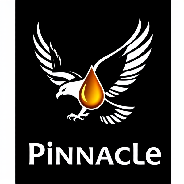 Logo for expensive Pinnacle gas station
Eagle + Drop of Oil:
Concept: An eagle in flight where the negative space between its wings forms a perfect drop of oil, representing power, freedom, and superior quality fuel.
Design Elements: The eagle rendered in sleek lines with the oil drop in shimmering gold, embodying prestige and excellence.