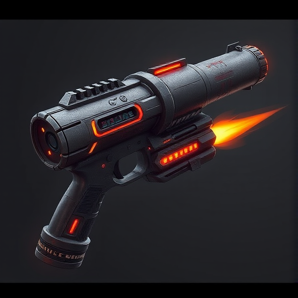 **Appearance:**

- **Design:** The Blaze Cannon resembles a futuristic, high-powered grenade launcher with a robust, industrial look. It features a large, cylindrical barrel with reinforced metal plating to handle the intense heat of the fireballs.
- **Finish:** Dark, scorched metal with glowing orange and red accents along the barrel and sides, suggesting the fiery nature of its projectiles. The finish may have a slightly charred texture for added visual impact.
- **Barrel:** The barrel is oversized and features vents or cooling fins to dissipate the heat generated by the fireballs. It could have a prominent, fiery glow at the tip, especially when charging up a shot.
- **Grip:** The grip is ergonomically designed, with reinforced padding and a rugged texture for secure handling. It may include tactical elements like a digital display or heat gauges.
- **Details:** The weapon includes glowing energy conduits or runes along its length, pulsing with a fiery light when the weapon is active or charging. The base of the barrel might have a heat shield or additional flame-resistant plating to emphasize its role in launching intense fire projectiles.

The Blaze Cannon’s design emphasizes its powerful, incendiary capabilities while providing a visually striking and thematic appearance that fits well with the Pyro’s role in the game.