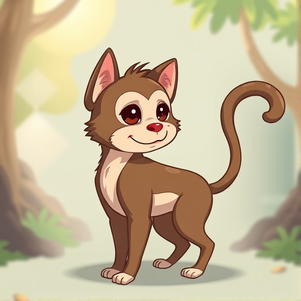 A body like a dog a face like an monkey a tail like a monkey and ears like a dog