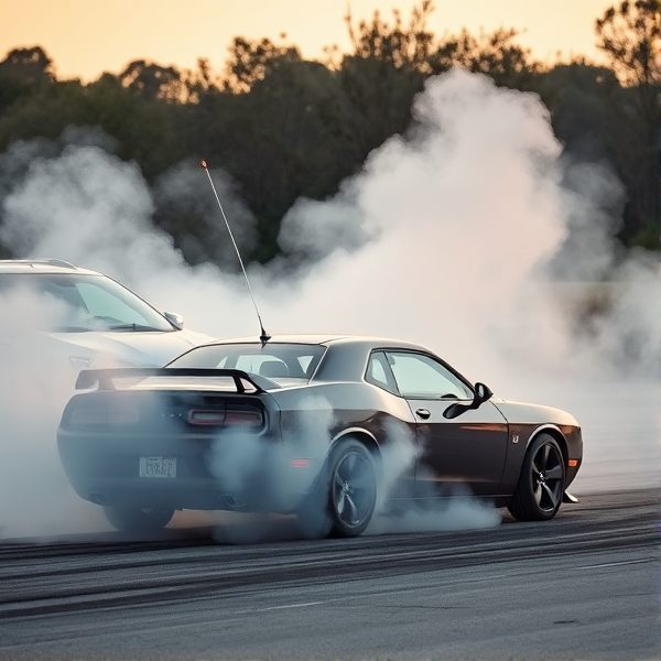 car doing burnouts