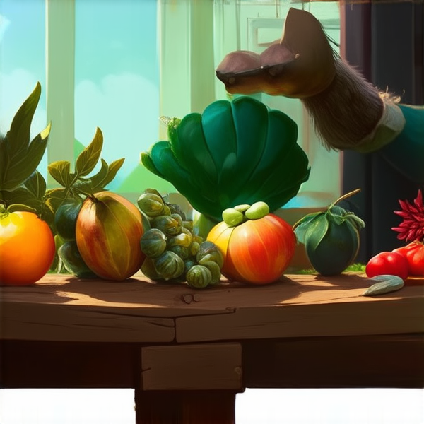 Jardin luxuriant avec fruits et légumes entouré d'une clôture en bois