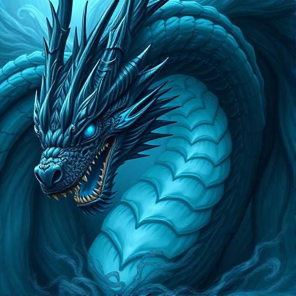 A Cyan and Black Dragon