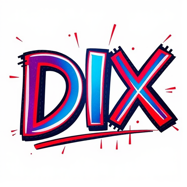 Write DIX and make it red and blue and vibrant and cool