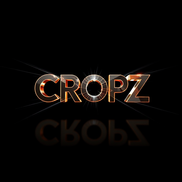 Create a visually arresting 3D logo for "CROPZ" that exudes ultra-modern, sleek design elements with bold sans-serif typography which dynamically bursts forth from a pitch-black background. Infuse the artwork with electrifying light beams inspired by the Capcut app icon's luminosity, casting profound shadows and creating striking highlights across the logo's contours. Incorporate a fusion of cutting-edge curves, crisp edges, and fluid lines to convey both rapidity and elegance. The logo should be enveloped in a metallic skin exhibiting a lustrous, mirror-like finish to dramatically bounce off light, imbuing it with an essence of vigorous motion.

Draw upon Pixar's hallmark of incisive imagery and pronounced geometric shapes, injecting the tableau with a lively color spectrum and polished surfaces for additional depth. Utilize rendering techniques paralleling Unreal Engine's hyper-realism and Octane Renderer's ray tracing capabilities to achieve mesmerizing reflections, alongside V-Ray's sophisticated lighting effects to accentuate the mood.

Strive for an overwhelmingly surreal visual spectacle that flirts with sci-fi elements, deliberately exaggerating every aspect for maximal impact. This creation ought to be perceived as audaciously lavish, overtly eschewing any inclination towards subtlety or minimalism.