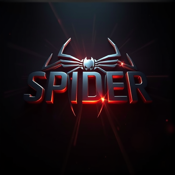 Create a visually arresting 3D logo for “SPIDER" that exudes ultra-modern, sleek design elements with bold sans-serif typography which dynamically bursts forth from a pitch-black background. Infuse the artwork with electrifying light beams inspired by the Capcut app icon's luminosity, casting profound shadows and creating striking highlights across the logo's contours. Incorporate a fusion of cutting-edge curves, crisp edges, and fluid lines to convey both rapidity and elegance. The logo should be enveloped in a metallic skin exhibiting a lustrous, mirror-like finish to dramatically bounce off light, imbuing it with an essence of vigorous motion. Draw upon Pixar's hallmark of incisive imagery and pronounced geometric shapes, injecting the tableau with a lively color spectrum and polished surfaces for additional depth. Utilize rendering techniques paralleling Unreal Engine's hyper-realism and Octane Renderer's ray tracing capabilities to achieve mesmerizing reflections, alongside V-Ray's sophisticated lighting effects to accentuate the mood. Strive for an overwhelmingly surreal visual spectacle that flirts with sci-fi elements, deliberately exaggerating every aspect for maximal impact. This creation ought to be perceived as audaciously lavish, overtly eschewing any inclination towards subtlety or minimalism.