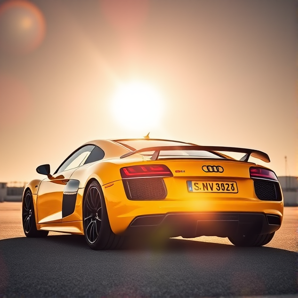 Audi R8 in vibrant yellow with a custom racing livery