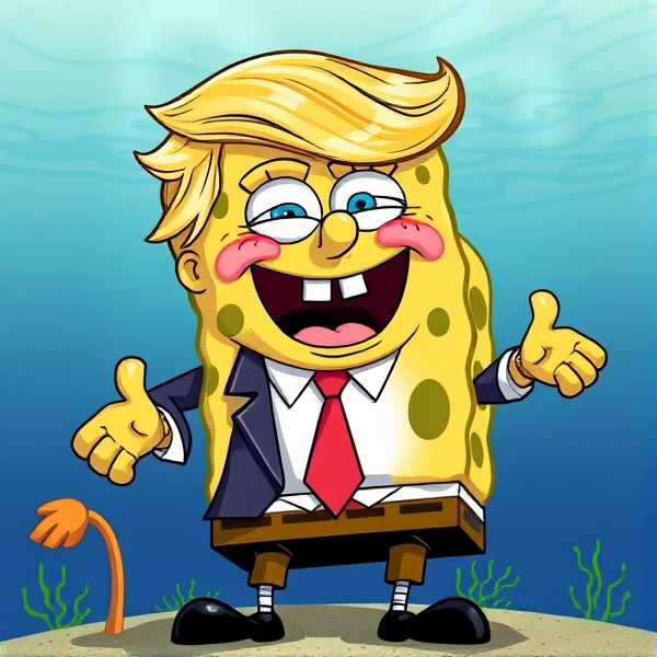 donald trump cross with spongebob