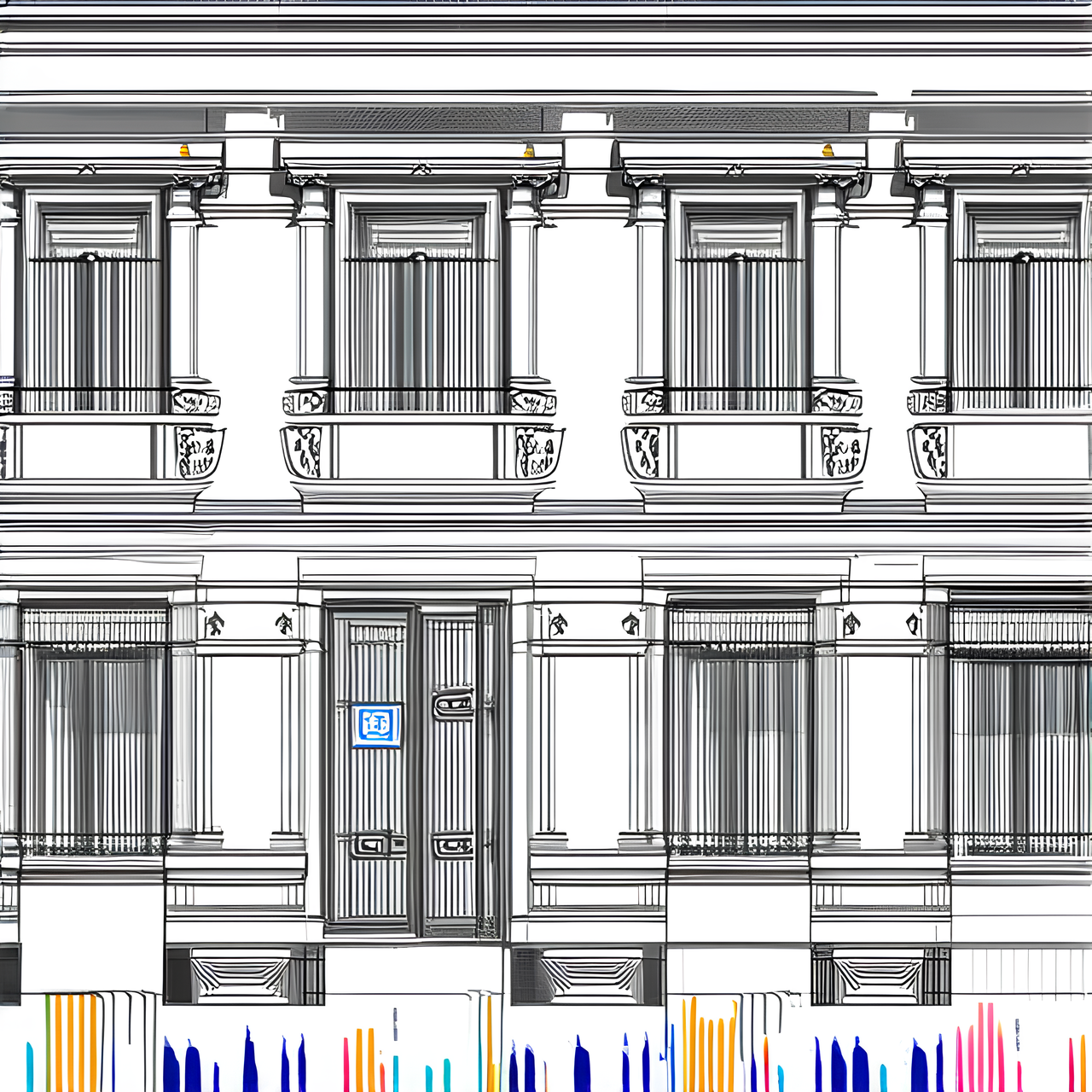 Creer moi un plant de la face du bâtiment de l'imprimerie national de la monnaie et du timbre en espagne sous l'échelle de 15cm de haut