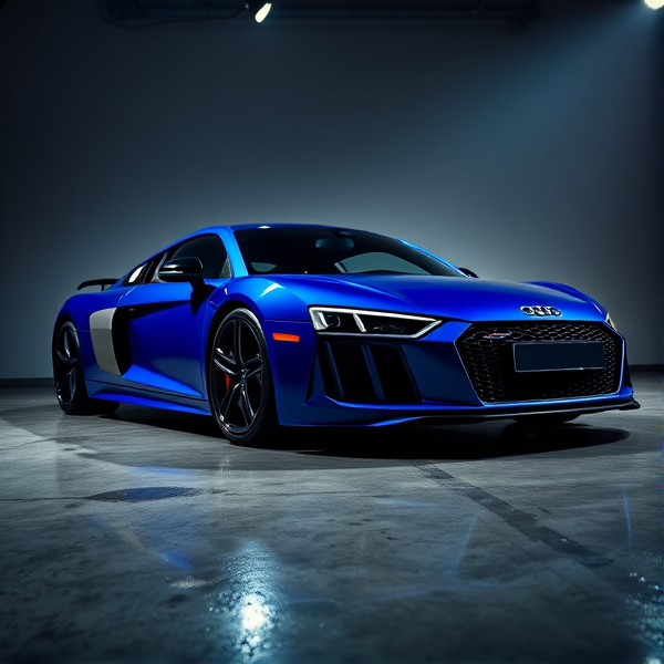 Audi R8, blue color, custom paint