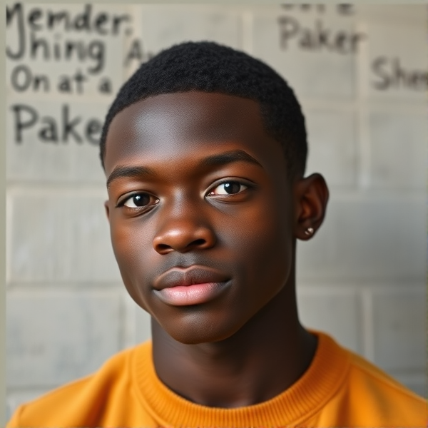 Make a young black 18 year old boy