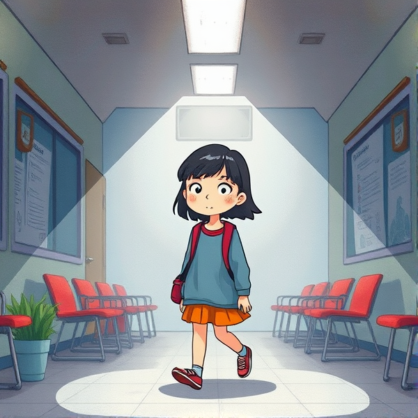 Kiri remains in a silent bubble of isolation as curious and judgmental gazes follow her making Kiri dissociate working almost entirely on autopilot continuing to walk to class unable to hear or see much.