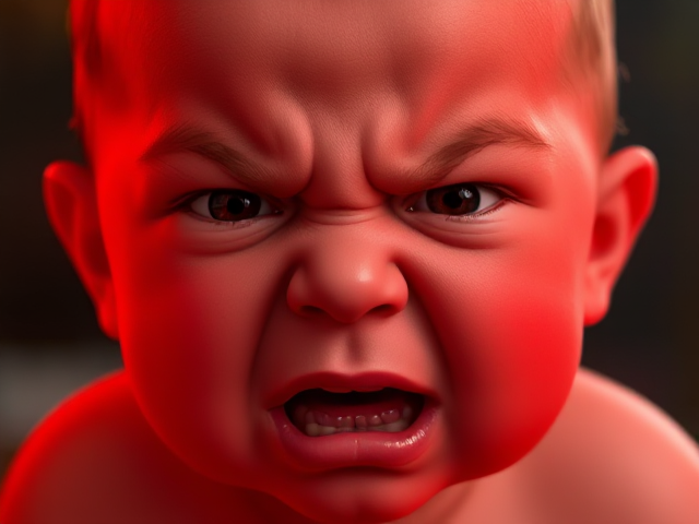 Rend le bébé tellement énerver qu’il est tous rouge
