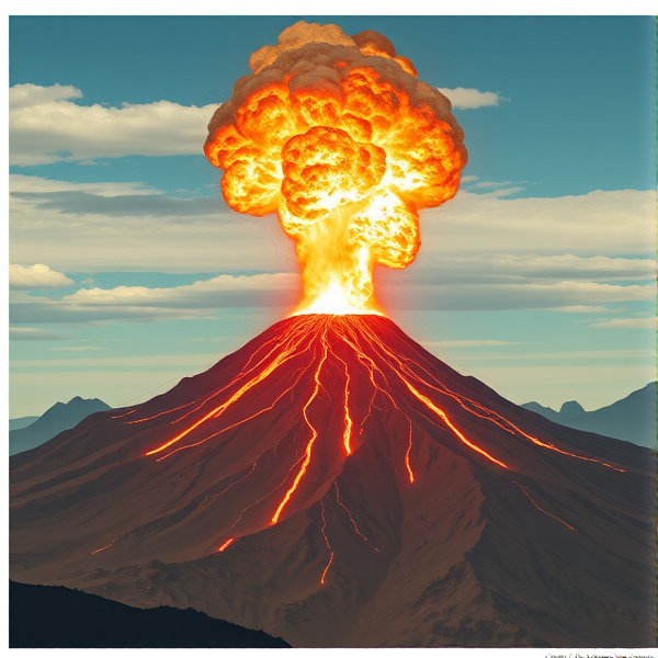 Mount Brookhaven erupting