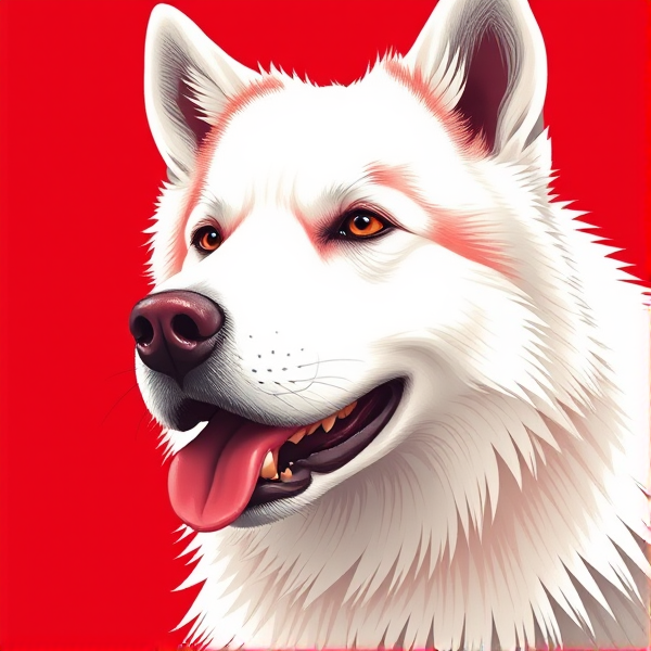 Fat husky white and dark red