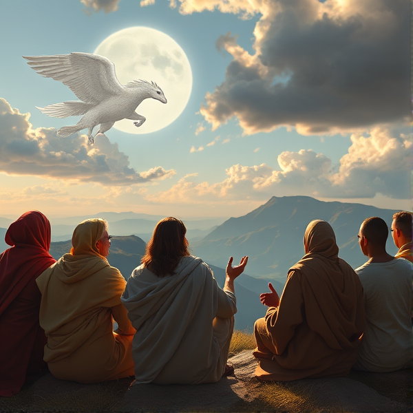 God talking to a group of humans