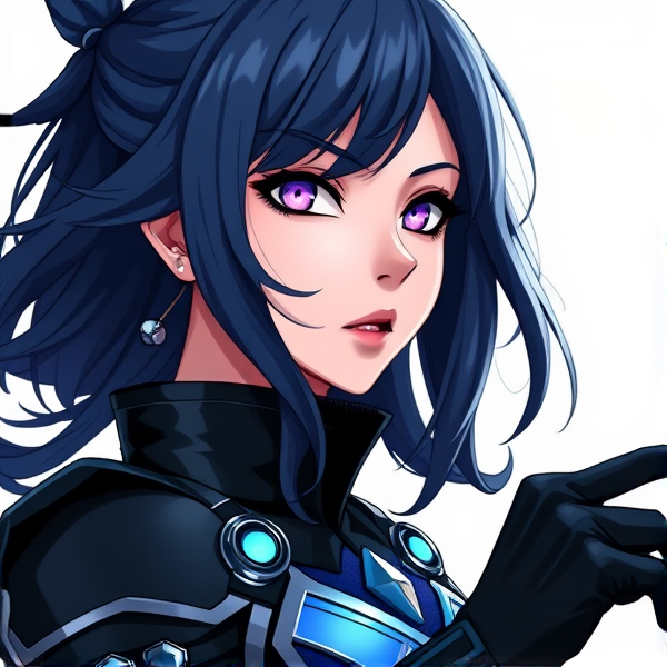 Boku no hero academia comic panels female. She has navy blue hair and purple eyes. She is a hero. She is wearing a black and blue hero costume