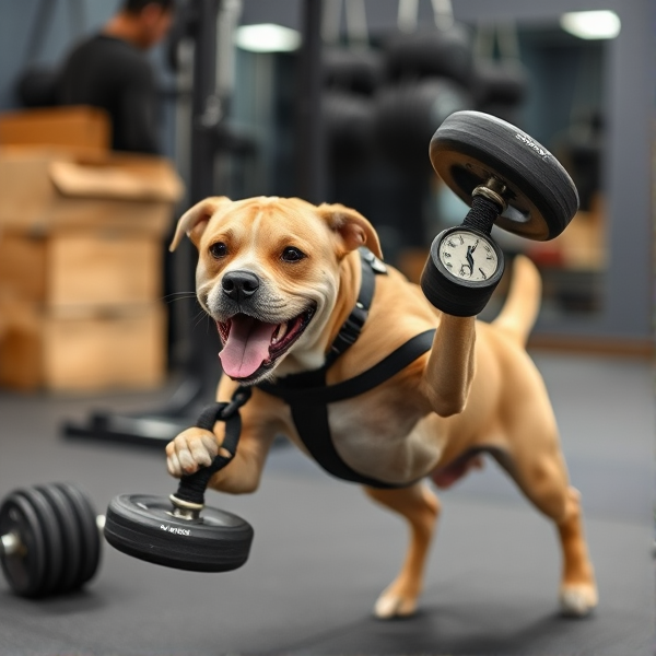 Dog lifting weights