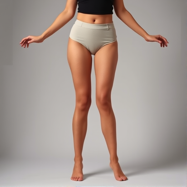 Une femme les jambes écarter