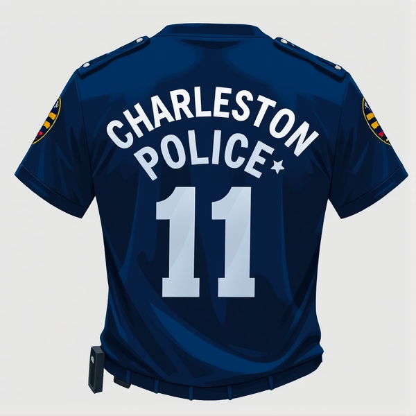 Generate a shirt that says “Charleston police explorers post 11”. It’s should be a simple T shirt with police colors