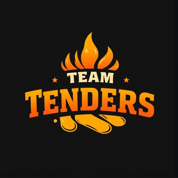 Logo d'un club de foot imaginaire nommé team tenders avec des tenders bien cuits dans le logo